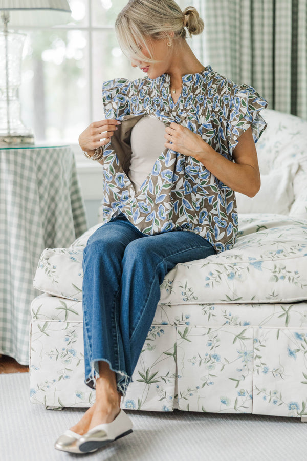 NURSING COLLECTION: All For Love Brown Floral Blouse