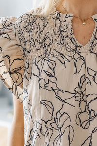 NURSING COLLECTION: All For Love Taupe Abstract Blouse