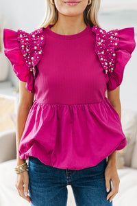 NURSING COLLECTION: Everyday Dreaming Magenta Embellished Blouse