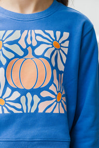 Girls: Pumpkin Pop Floral Blue Graphic Sweatshirt