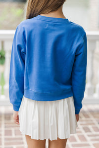 Girls: Pumpkin Pop Floral Blue Graphic Sweatshirt