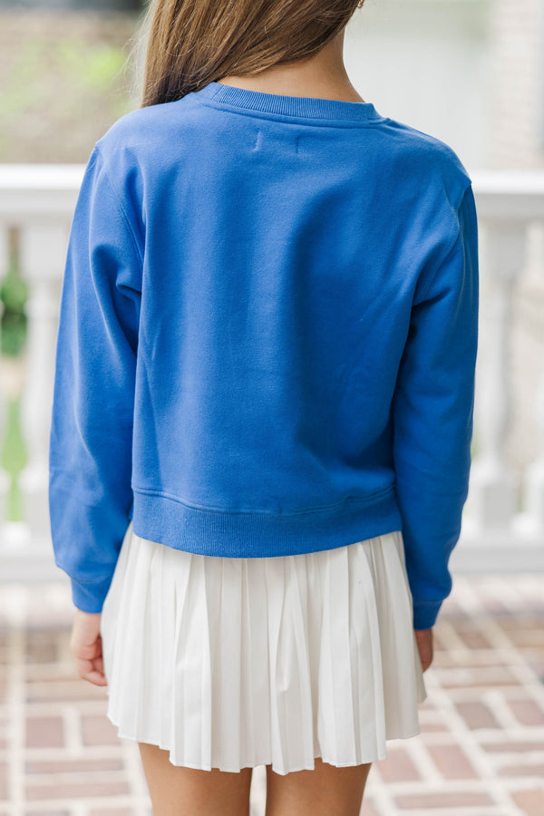 Girls: Pumpkin Pop Floral Blue Graphic Sweatshirt