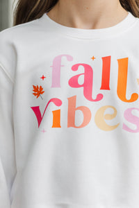 Girls: Fall Vibes White Graphic Sweatshirt