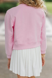 Girls: Pumpkin With Bow Blush Graphic Sweatshirt