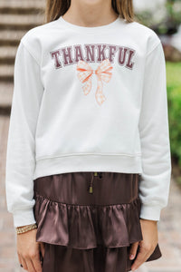 Girls: Thankful White Graphic Sweatshirt