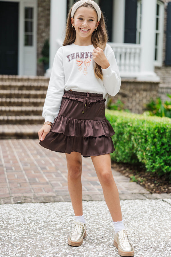 Girls: Thankful White Graphic Sweatshirt