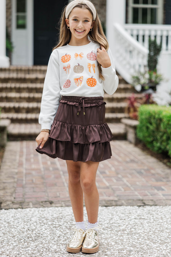 Girls: Pumpkin Patch Cutie White Graphic Sweatshirt