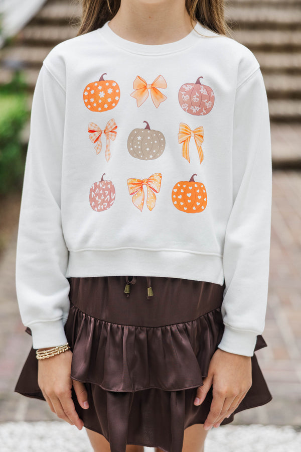 Girls: Pumpkin Patch Cutie White Graphic Sweatshirt