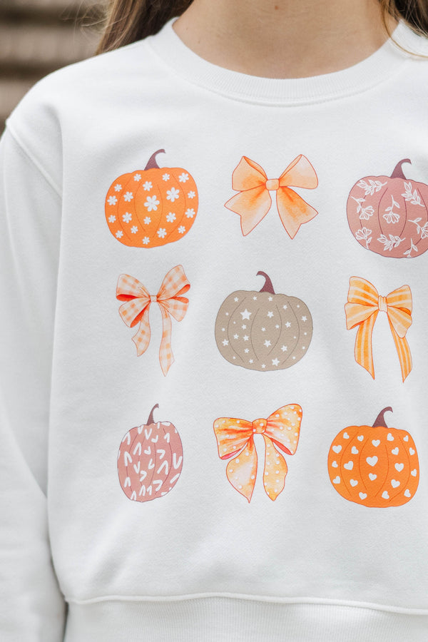 Girls: Pumpkin Patch Cutie White Graphic Sweatshirt