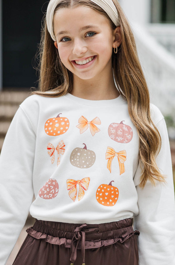 Girls: Pumpkin Patch Cutie White Graphic Sweatshirt