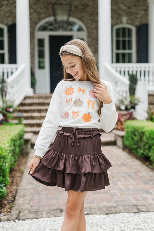 Girls: Pumpkin Patch Cutie White Graphic Sweatshirt