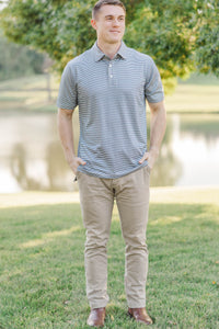 Mens: On Par Navy Striped Collared Shirt