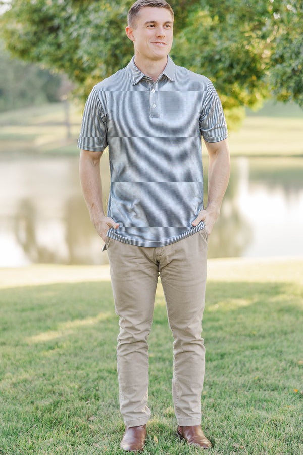 Mens: On Par Navy Striped Collared Shirt