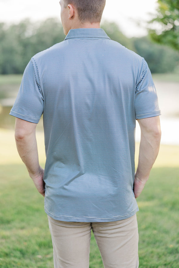 Mens: On Par Navy Striped Collared Shirt