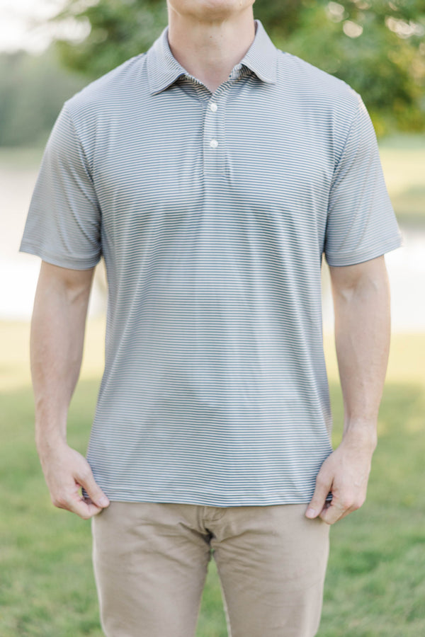 Mens: On Par Navy Striped Collared Shirt