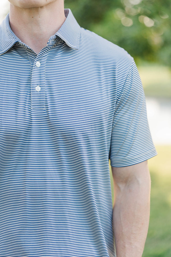Mens: On Par Navy Striped Collared Shirt
