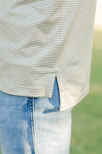 Mens: On Par Olive Striped Collared Shirt