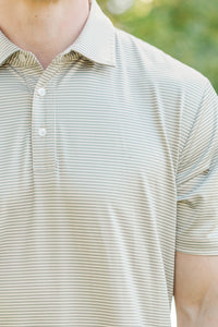 Mens: On Par Olive Striped Collared Shirt