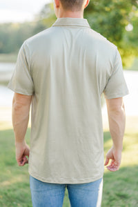 Mens: On Par Olive Striped Collared Shirt