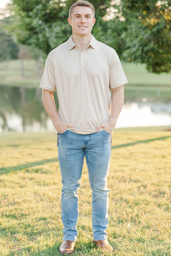 Mens: On Par Brown Striped Collared Shirt