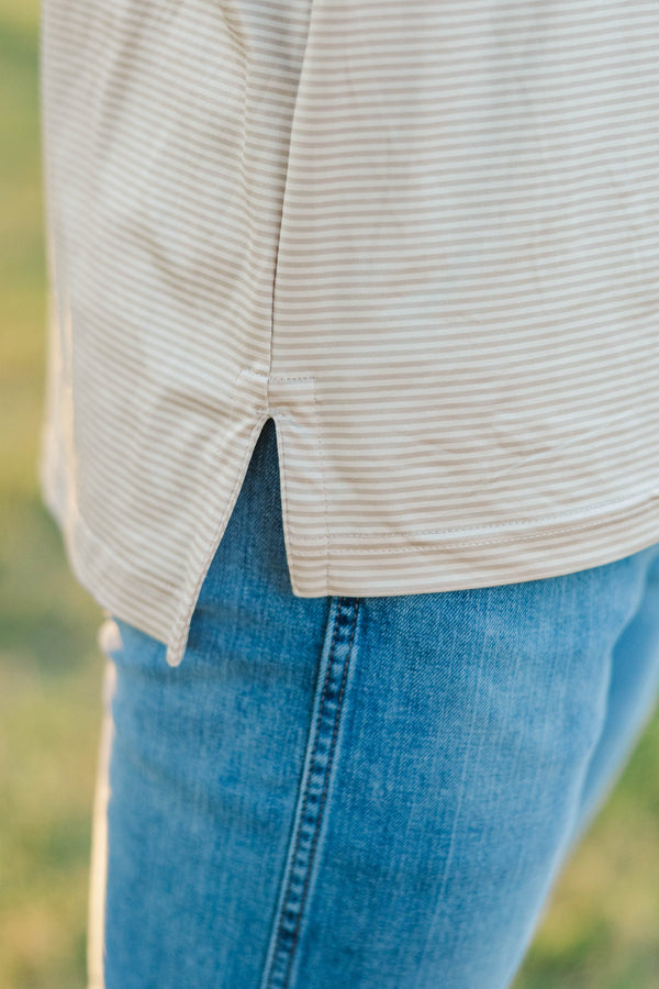 Mens: On Par Brown Striped Collared Shirt