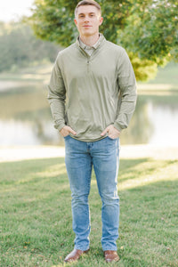 Mens: The Everyday Classic Olive Half-Zip Pullover