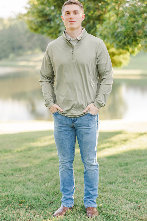 Mens: The Everyday Classic Olive Half-Zip Pullover