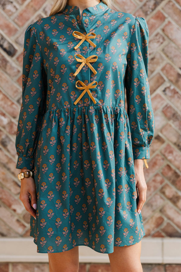 Pine And Proper Teal Green Medallion Babydoll Dress
