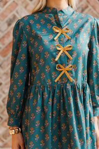 Pine And Proper Teal Green Medallion Babydoll Dress