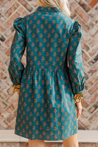 Pine And Proper Teal Green Medallion Babydoll Dress