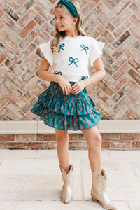 Girls: Pine And Proper Emerald Bow Sweater