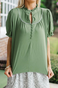 Evergreen Moments Olive Blouse