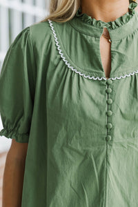 Evergreen Moments Olive Blouse