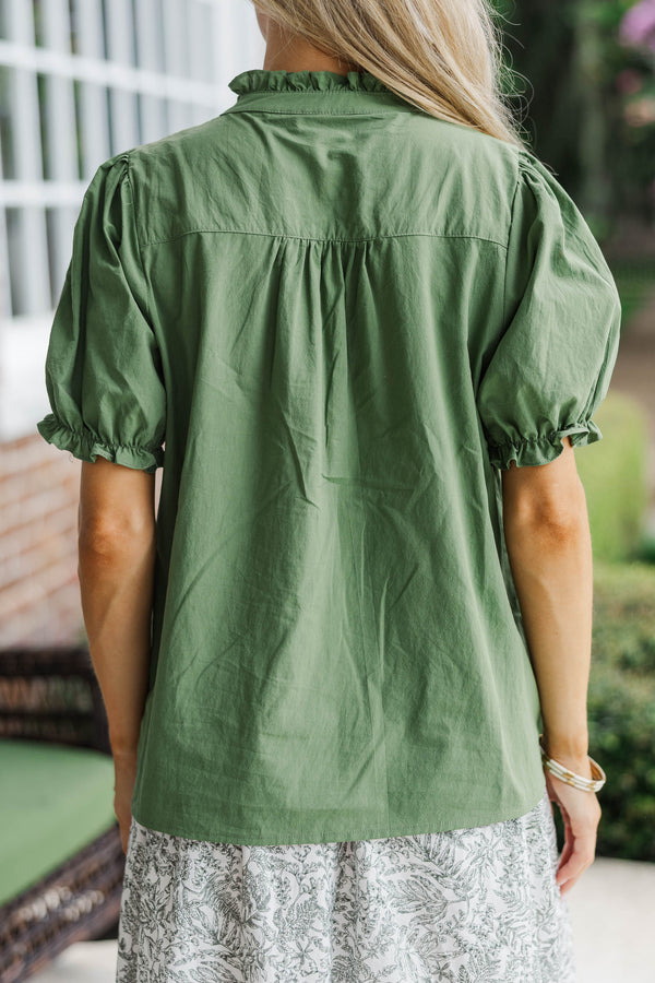 Evergreen Moments Olive Blouse