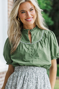 Evergreen Moments Olive Blouse
