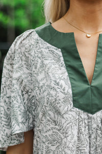 Evergreen Moments Olive Toile Blouse