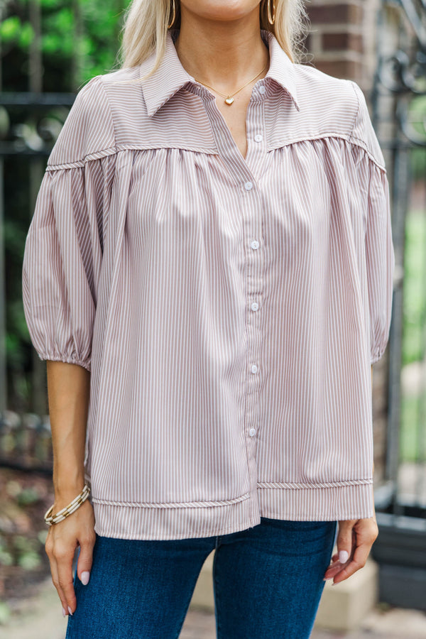 Harvest Bloom Brown Striped Blouse