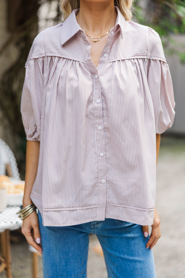Harvest Bloom Brown Striped Blouse