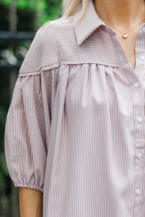 Harvest Bloom Brown Striped Blouse
