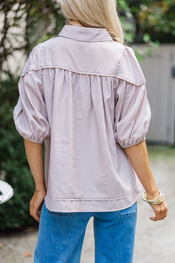 Harvest Bloom Brown Striped Blouse