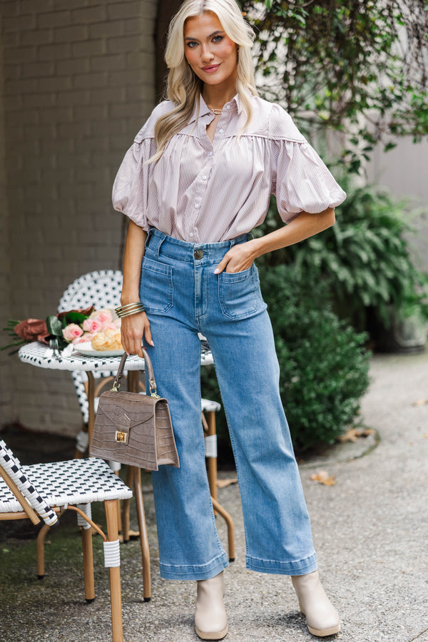Harvest Bloom Brown Striped Blouse