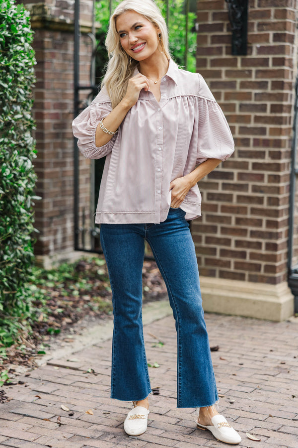 Harvest Bloom Brown Striped Blouse
