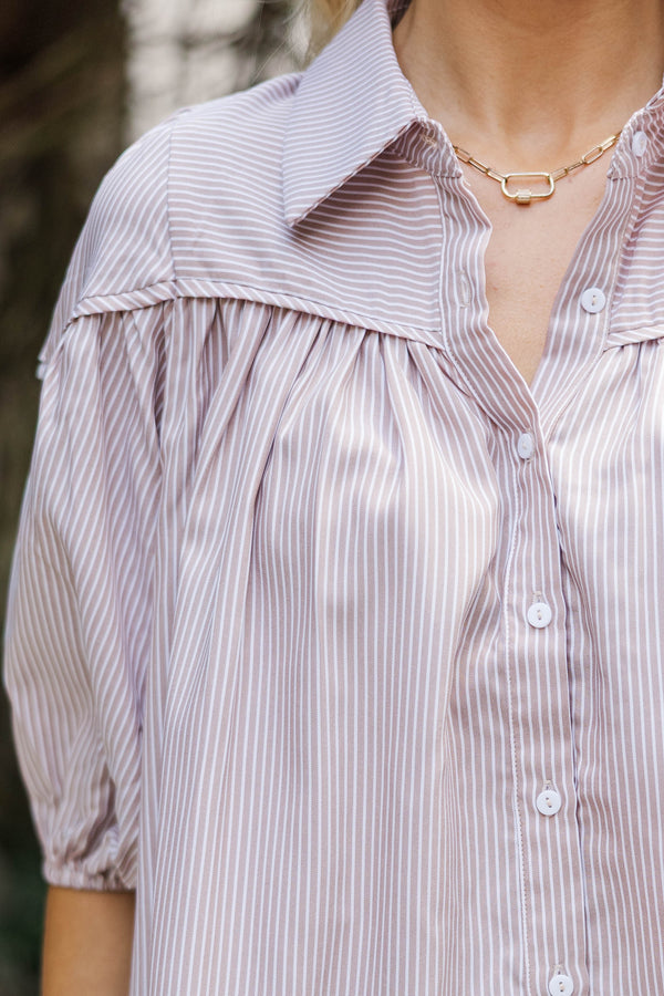 Harvest Bloom Brown Striped Blouse