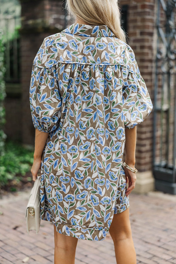 Harvest Bloom Brown Floral Babydoll Dress