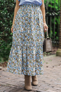 Harvest Bloom Brown Floral Midi Skirt