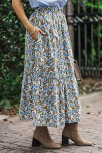 Harvest Bloom Brown Floral Midi Skirt