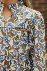 Girls: Harvest Bloom Brown Floral Babydoll Dress