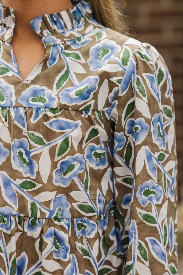 Girls: Harvest Bloom Brown Floral Babydoll Dress