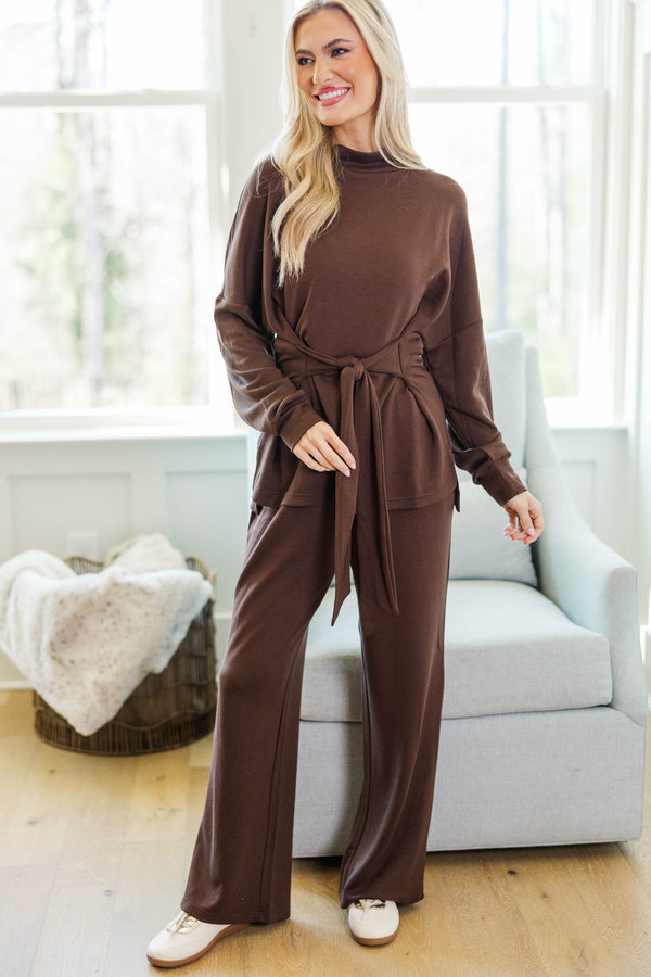NURSING COLLECTION: Better With Me Brown Funnel Neck Sweatshirt