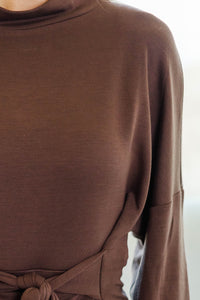 NURSING COLLECTION: Better With Me Brown Funnel Neck Sweatshirt